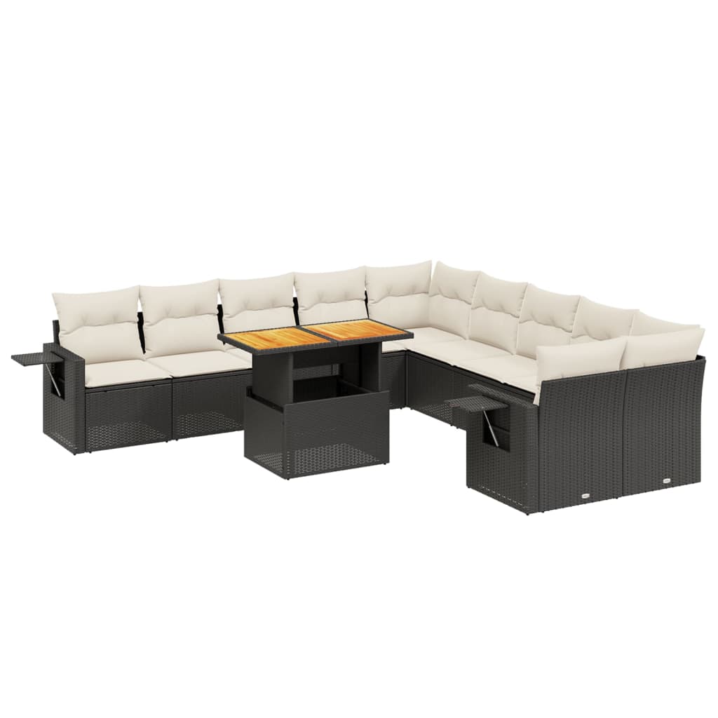 11-delige Loungeset met kussens poly rattan zwart is nu te koop bij PeponiXL, paradijselijk wonen!