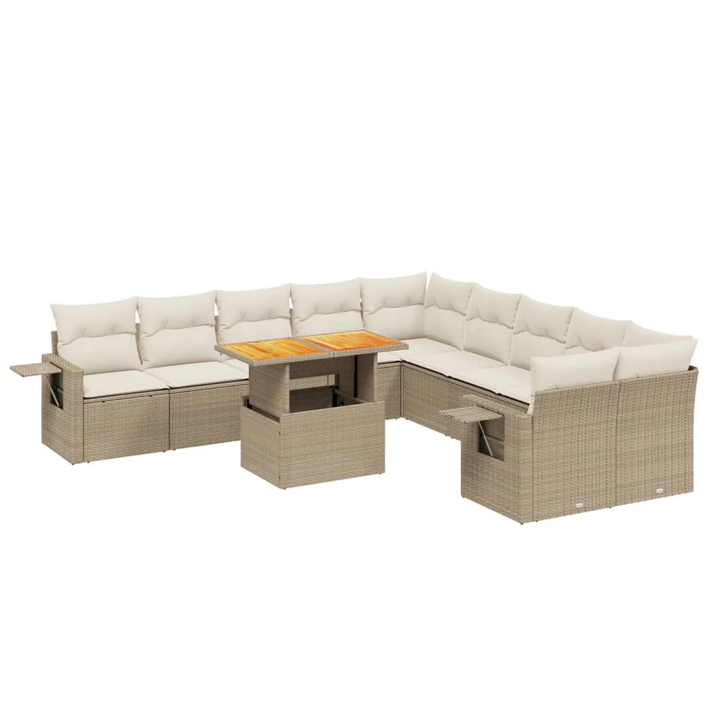 11-delige Tuinset met kussens poly rattan beige is nu te koop bij PeponiXL, paradijselijk wonen!