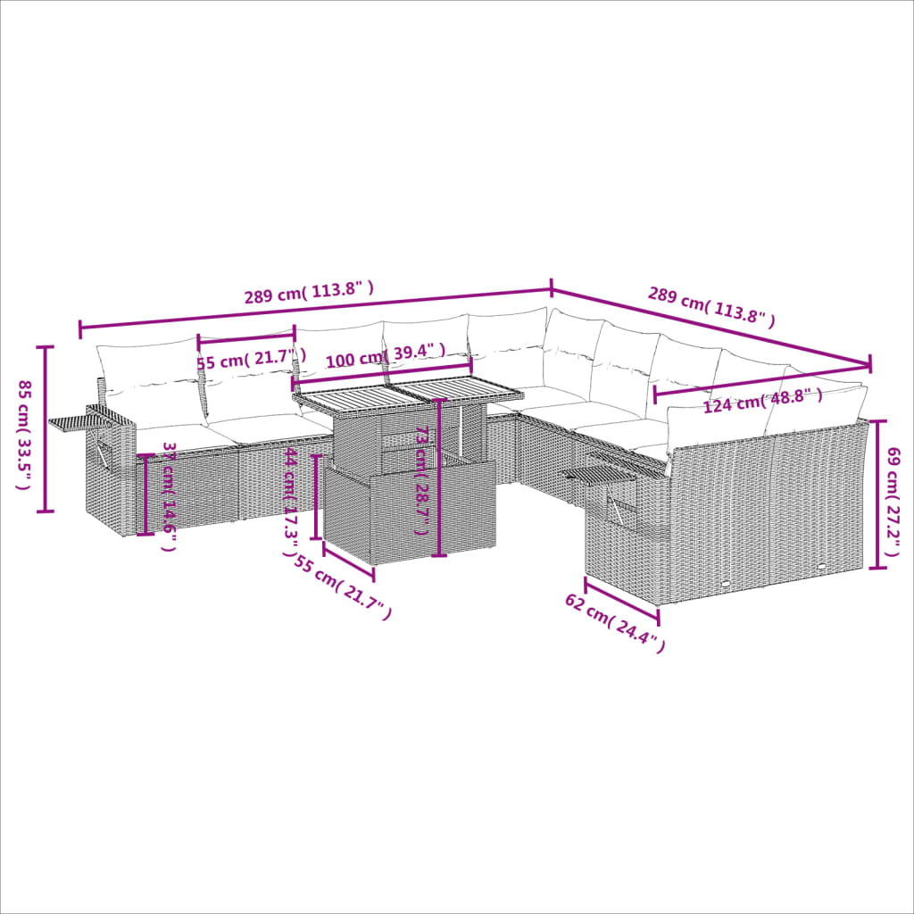 11-delige Tuinset met kussens poly rattan beige is nu te koop bij PeponiXL, paradijselijk wonen!