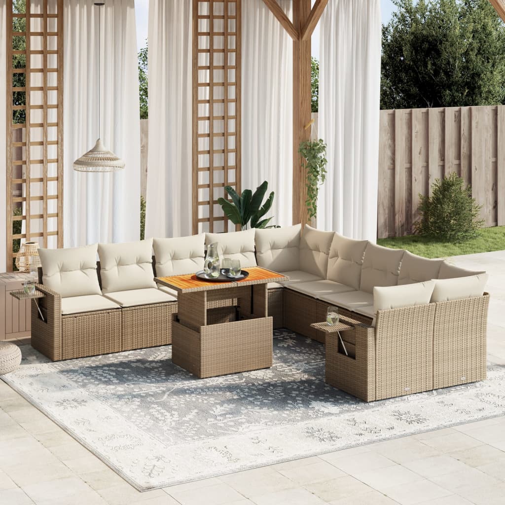 11-delige Tuinset met kussens poly rattan beige is nu te koop bij PeponiXL, paradijselijk wonen!