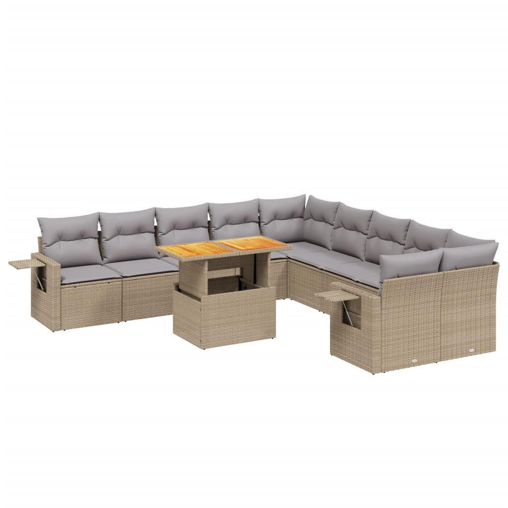 11-delige Tuinset met kussens poly rattan beige is nu te koop bij PeponiXL, paradijselijk wonen!