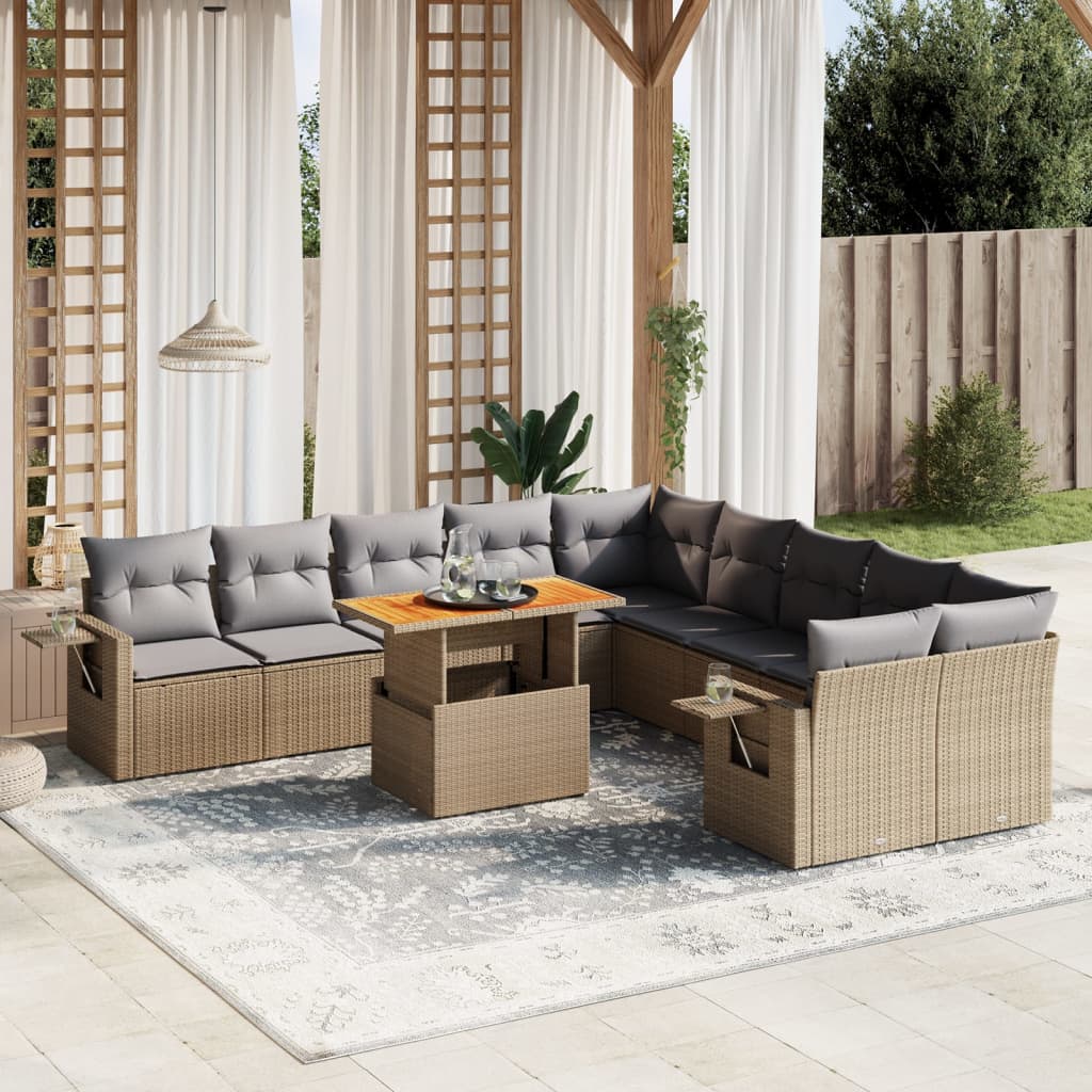 11-delige Tuinset met kussens poly rattan beige is nu te koop bij PeponiXL, paradijselijk wonen!