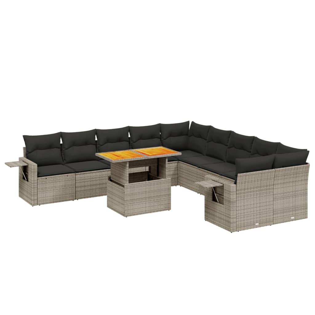11-delige Loungeset met kussens poly rattan grijs is nu te koop bij PeponiXL, paradijselijk wonen!