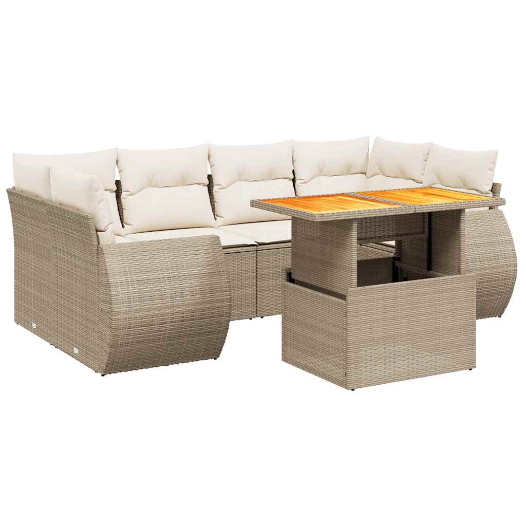 7-delige Loungeset met kussens poly rattan beige is nu te koop bij PeponiXL, paradijselijk wonen!