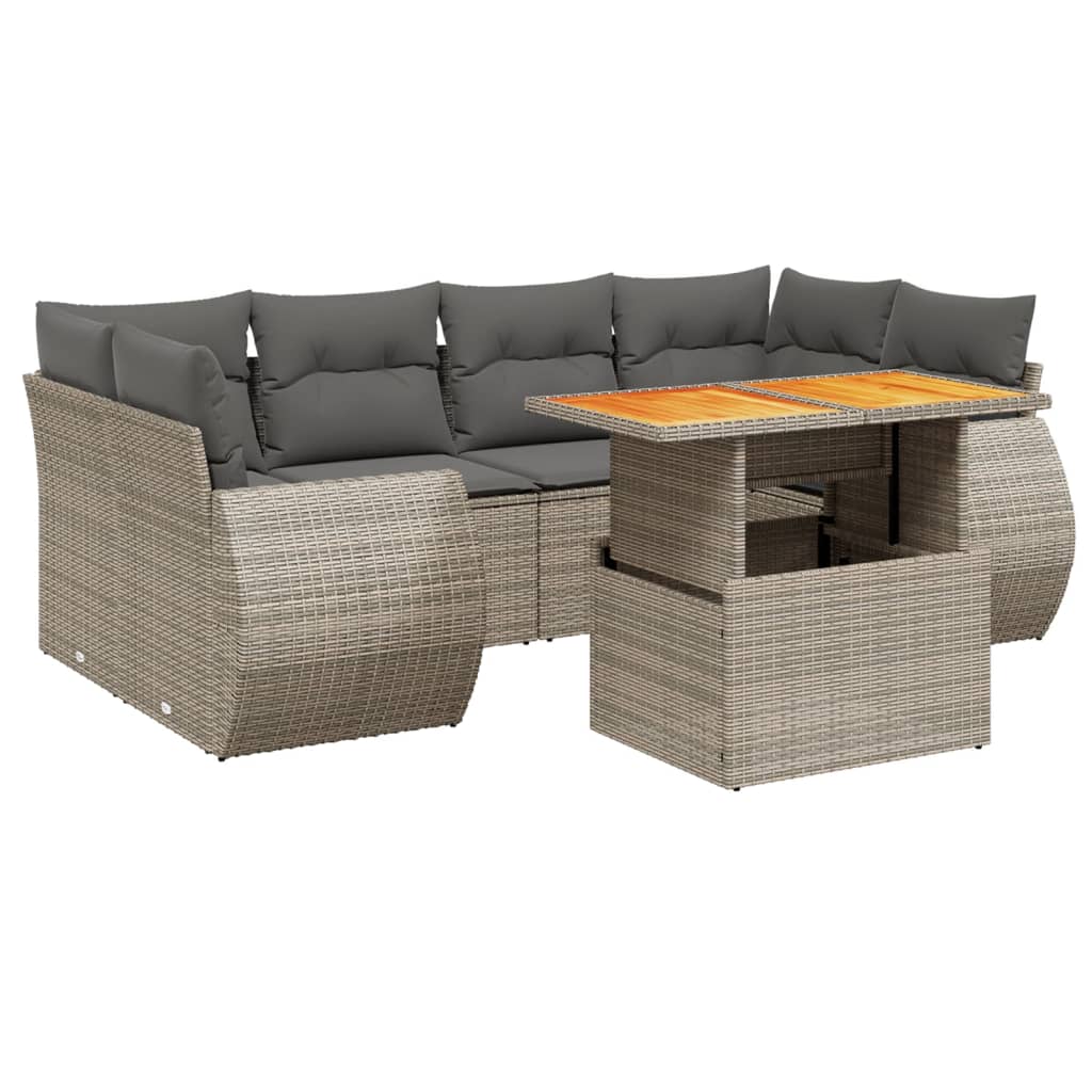 7-delige Loungeset met kussens poly rattan grijs is nu te koop bij PeponiXL, paradijselijk wonen!