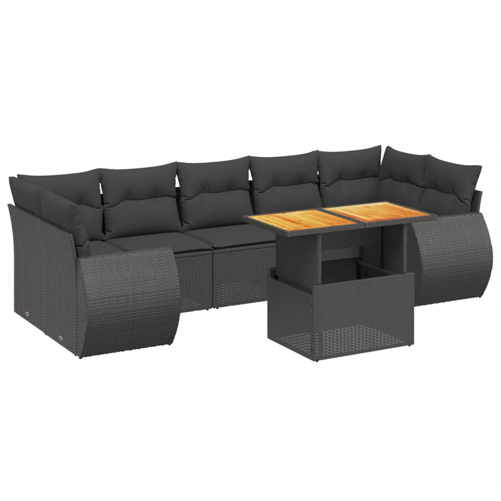 8-delige Loungeset met kussens poly rattan zwart is nu te koop bij PeponiXL, paradijselijk wonen!