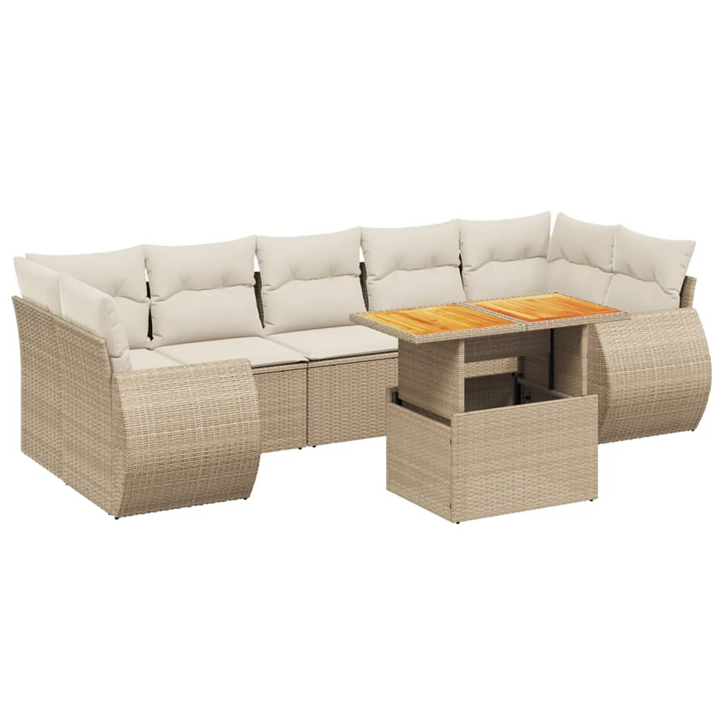 8-delige Loungeset met kussens poly rattan beige is nu te koop bij PeponiXL, paradijselijk wonen!