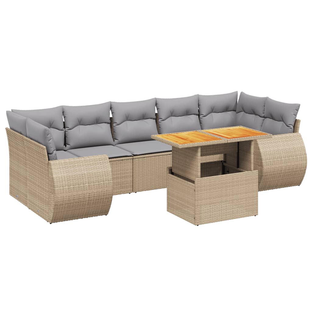 8-delige Loungeset met kussens poly rattan beige is nu te koop bij PeponiXL, paradijselijk wonen!