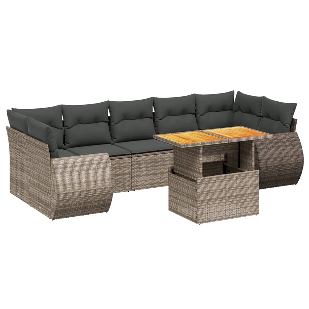 8-delige Loungeset met kussens poly rattan grijs is nu te koop bij PeponiXL, paradijselijk wonen!