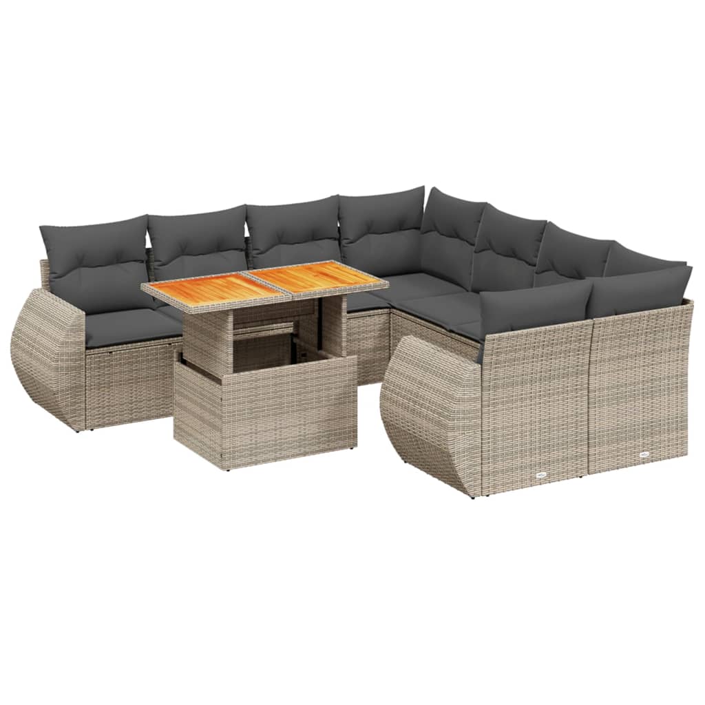 9-delige Loungeset met kussens poly rattan grijs is nu te koop bij PeponiXL, paradijselijk wonen!