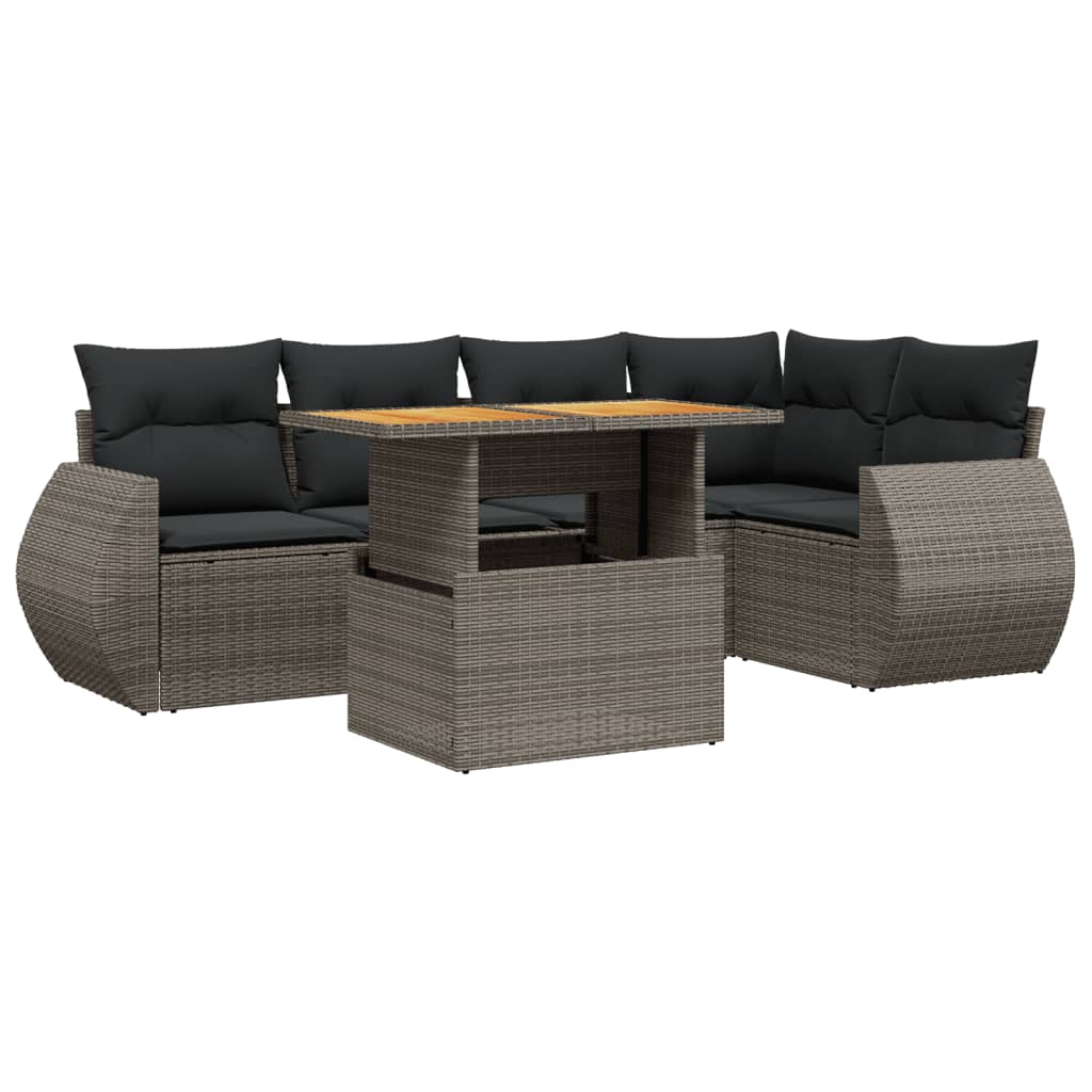 6-delige Loungeset met kussens poly rattan grijs is nu te koop bij PeponiXL, paradijselijk wonen!