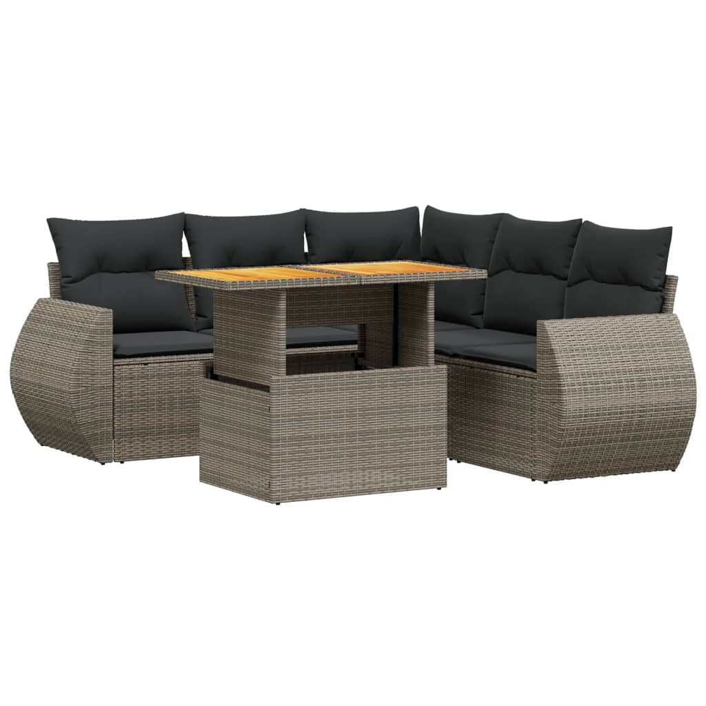 6-delige Loungeset met kussens poly rattan grijs is nu te koop bij PeponiXL, paradijselijk wonen!