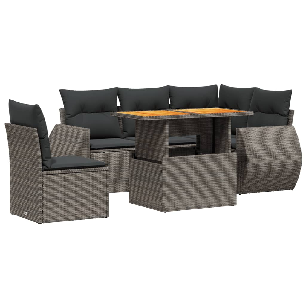 6-delige Loungeset met kussens poly rattan grijs is nu te koop bij PeponiXL, paradijselijk wonen!