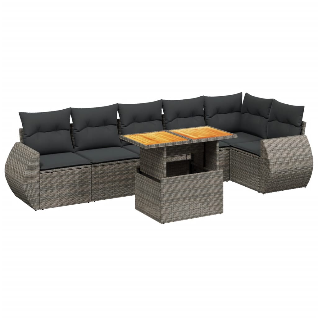 7-delige Loungeset met kussens poly rattan grijs is nu te koop bij PeponiXL, paradijselijk wonen!