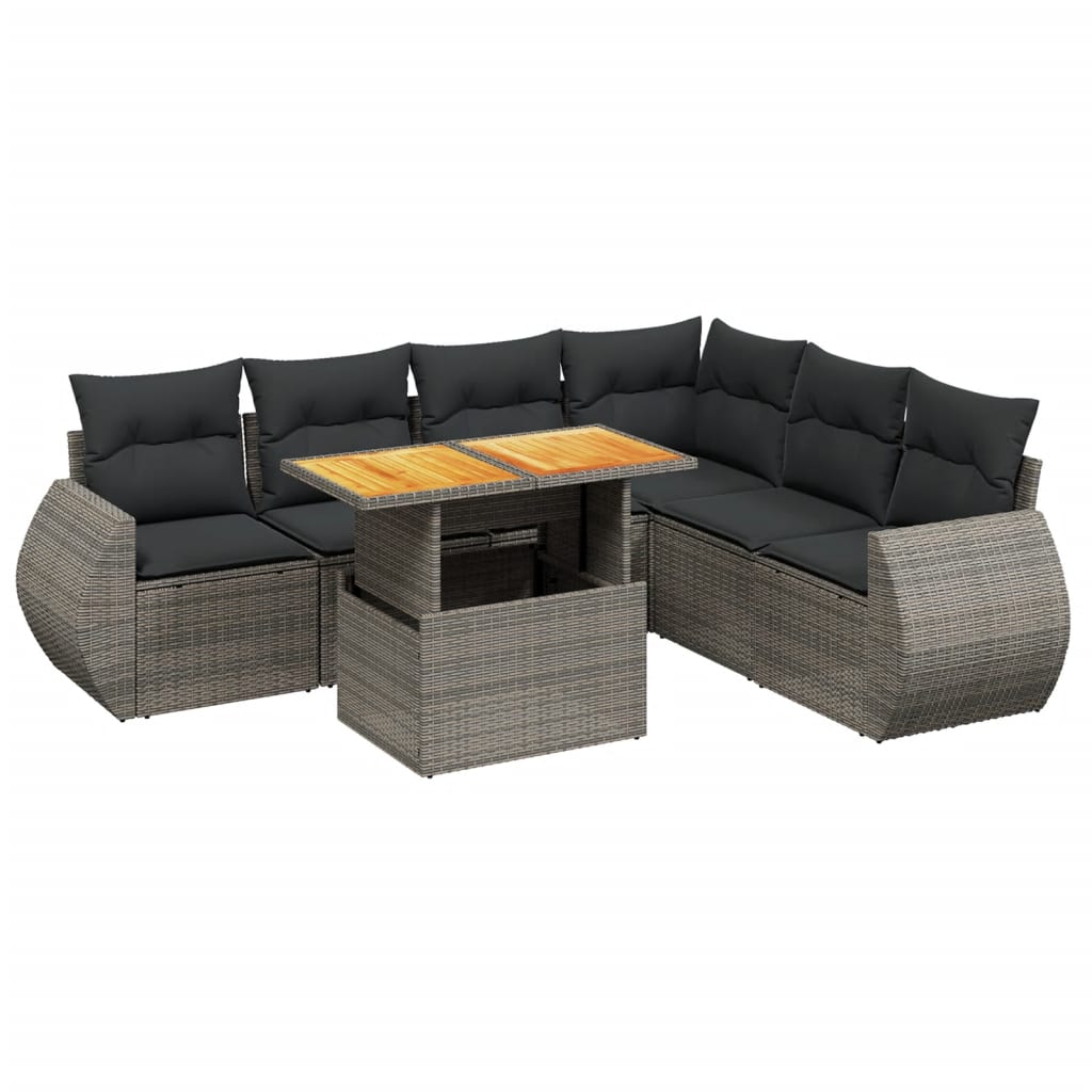 7-delige Loungeset met kussens poly rattan grijs is nu te koop bij PeponiXL, paradijselijk wonen!