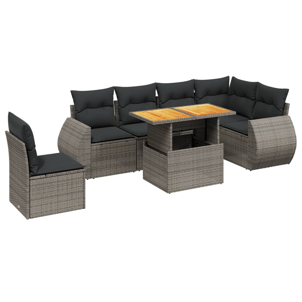 7-delige Loungeset met kussens poly rattan grijs is nu te koop bij PeponiXL, paradijselijk wonen!