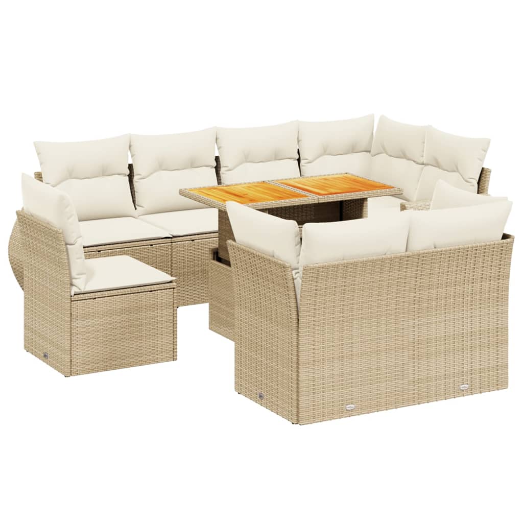 9-delige Loungeset met kussens poly rattan beige is nu te koop bij PeponiXL, paradijselijk wonen!
