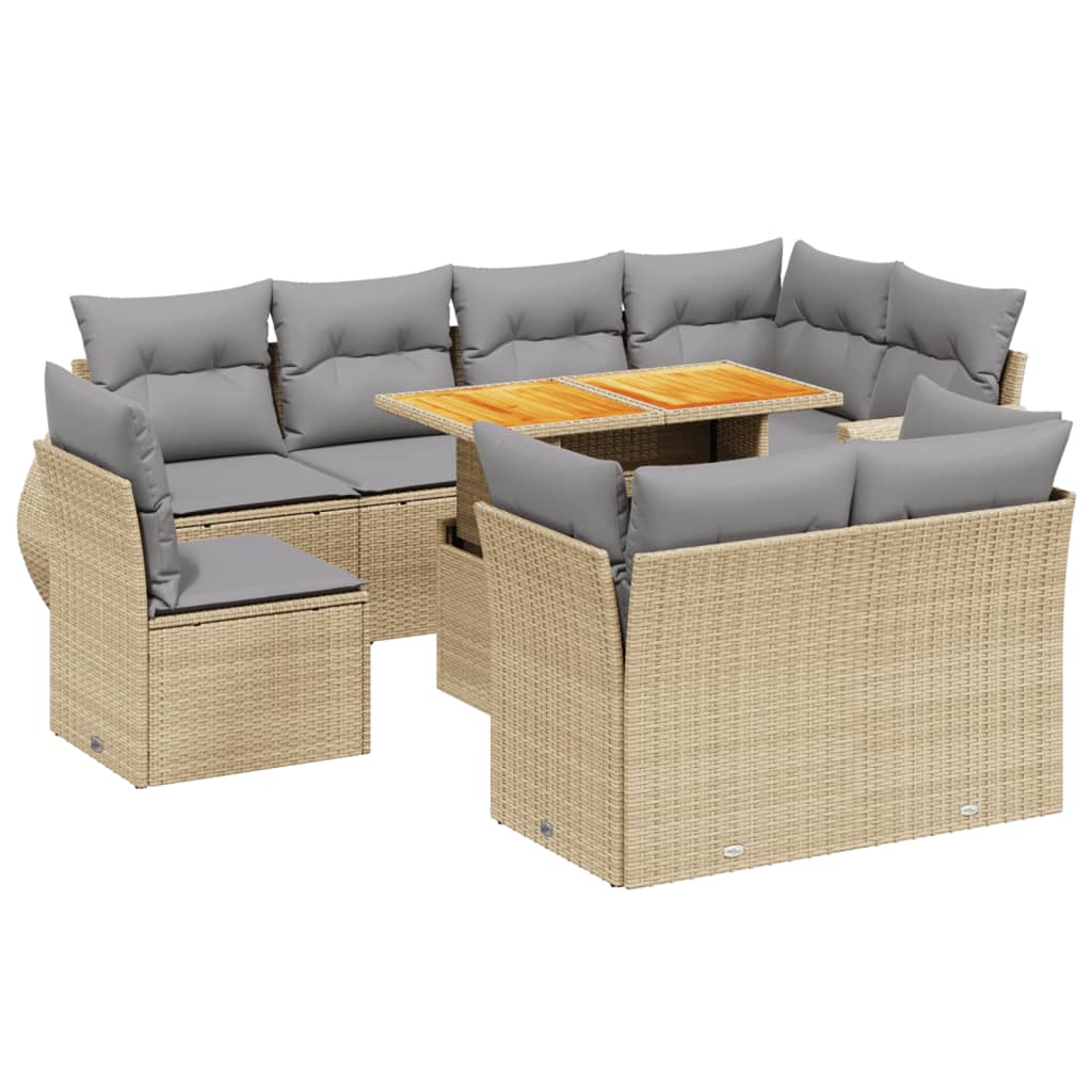 9-delige Loungeset met kussens poly rattan beige is nu te koop bij PeponiXL, paradijselijk wonen!