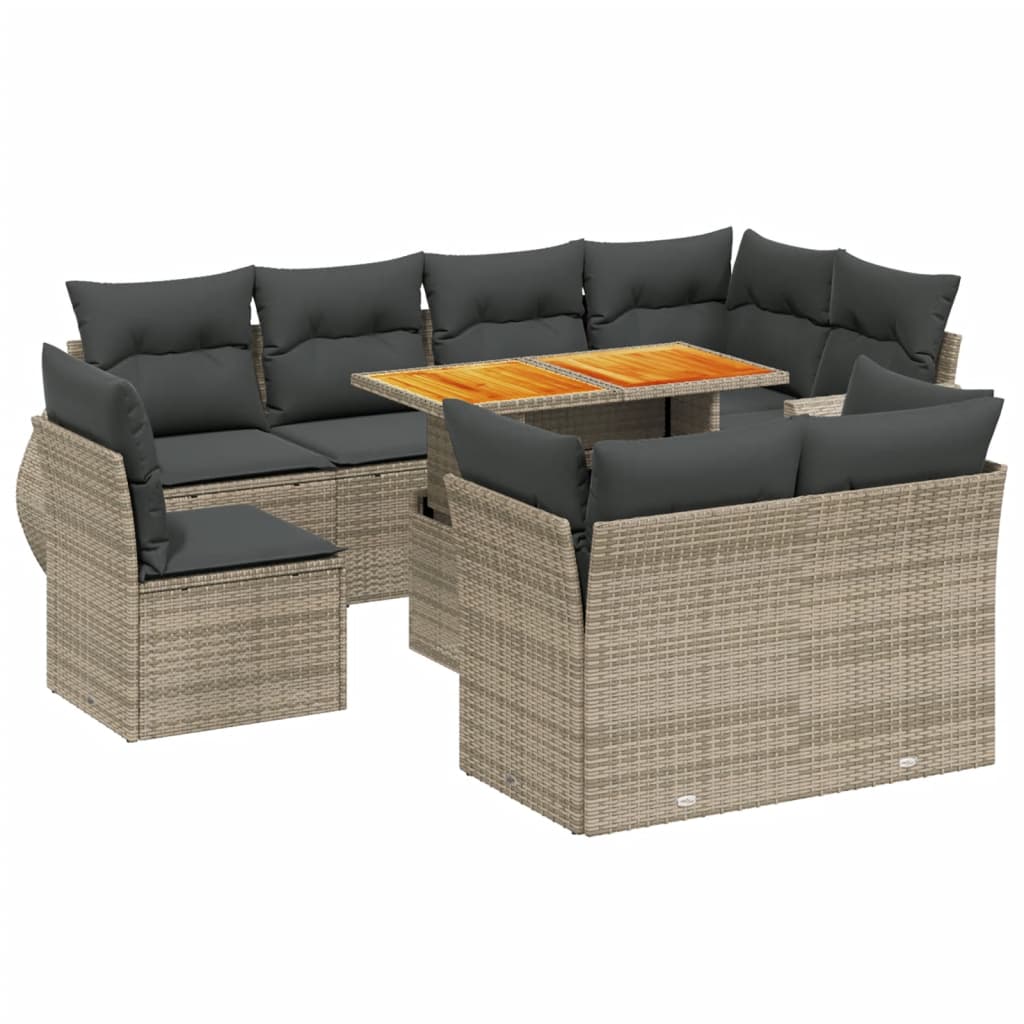 9-delige Loungeset met kussens poly rattan grijs is nu te koop bij PeponiXL, paradijselijk wonen!