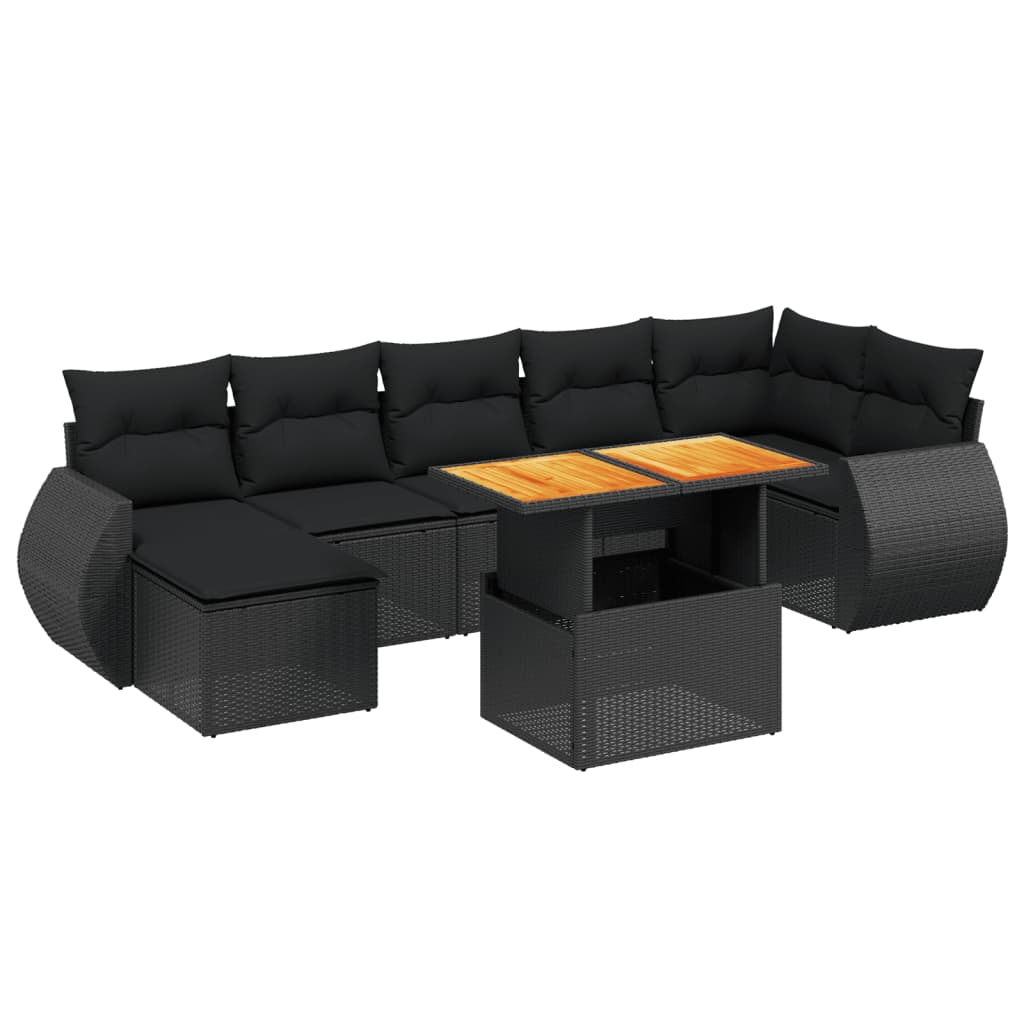 8-delige Loungeset met kussens poly rattan zwart is nu te koop bij PeponiXL, paradijselijk wonen!