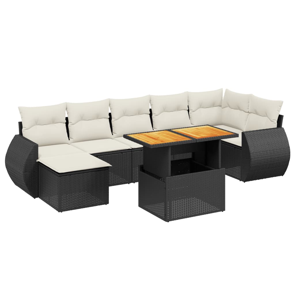 8-delige Loungeset met kussens poly rattan zwart is nu te koop bij PeponiXL, paradijselijk wonen!