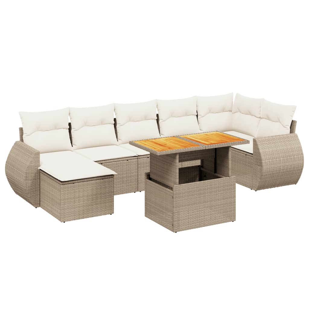 8-delige Loungeset met kussens poly rattan beige is nu te koop bij PeponiXL, paradijselijk wonen!