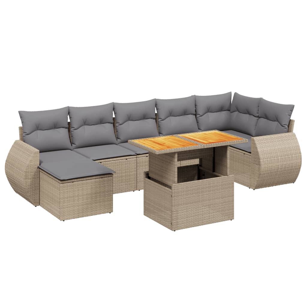 8-delige Loungeset met kussens poly rattan beige is nu te koop bij PeponiXL, paradijselijk wonen!