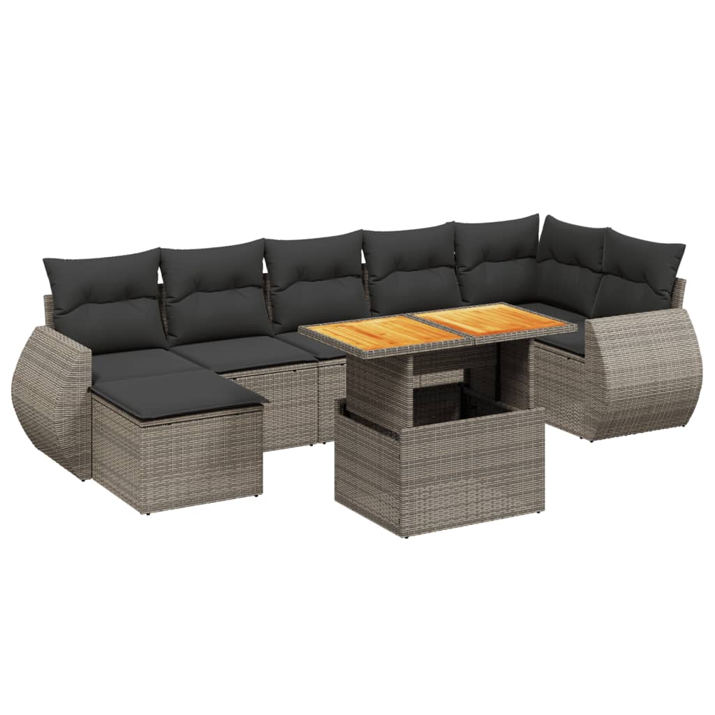 8-delige Loungeset met kussens poly rattan grijs is nu te koop bij PeponiXL, paradijselijk wonen!