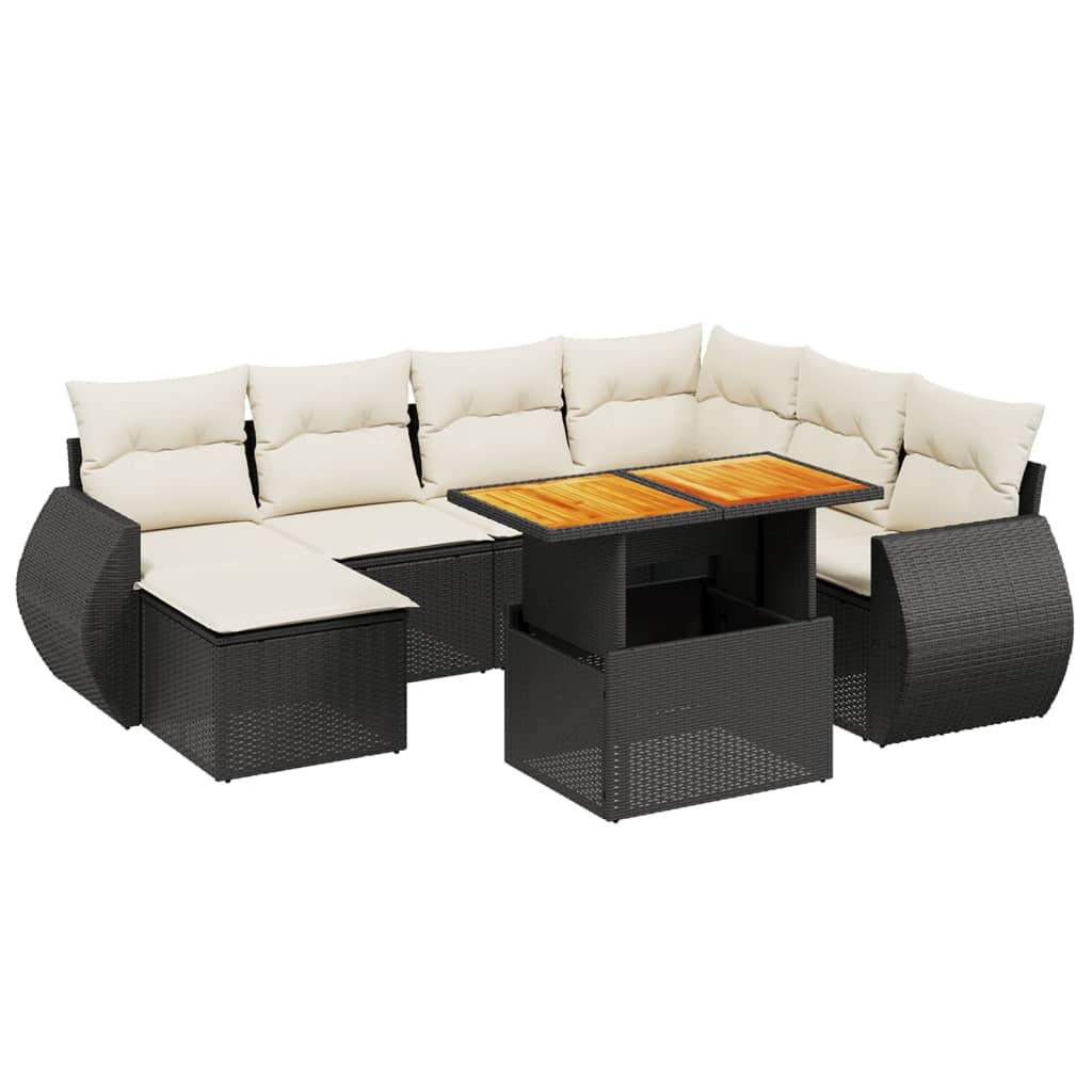 8-delige Loungeset met kussens poly rattan zwart is nu te koop bij PeponiXL, paradijselijk wonen!