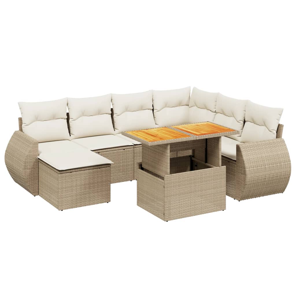 8-delige Loungeset met kussens poly rattan beige is nu te koop bij PeponiXL, paradijselijk wonen!