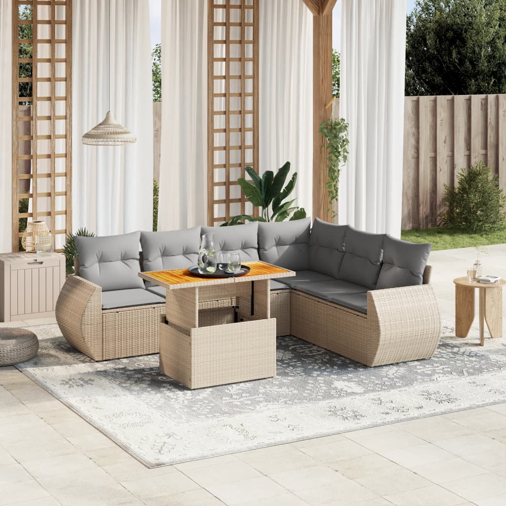 8-delige Loungeset met kussens poly rattan beige is nu te koop bij PeponiXL, paradijselijk wonen!