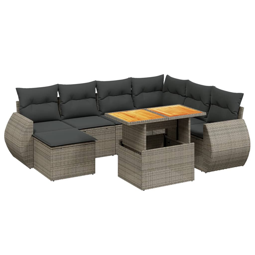 8-delige Loungeset met kussens poly rattan grijs is nu te koop bij PeponiXL, paradijselijk wonen!