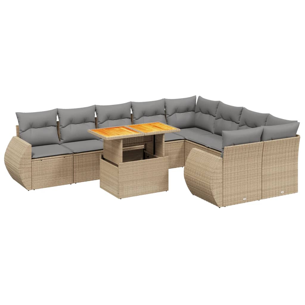 10-delige Loungeset met kussens poly rattan beige is nu te koop bij PeponiXL, paradijselijk wonen!