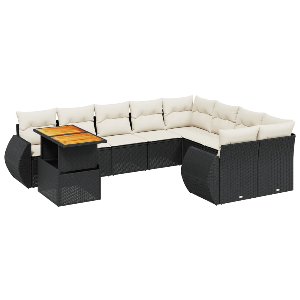 10-delige Loungeset met kussens poly rattan zwart is nu te koop bij PeponiXL, paradijselijk wonen!