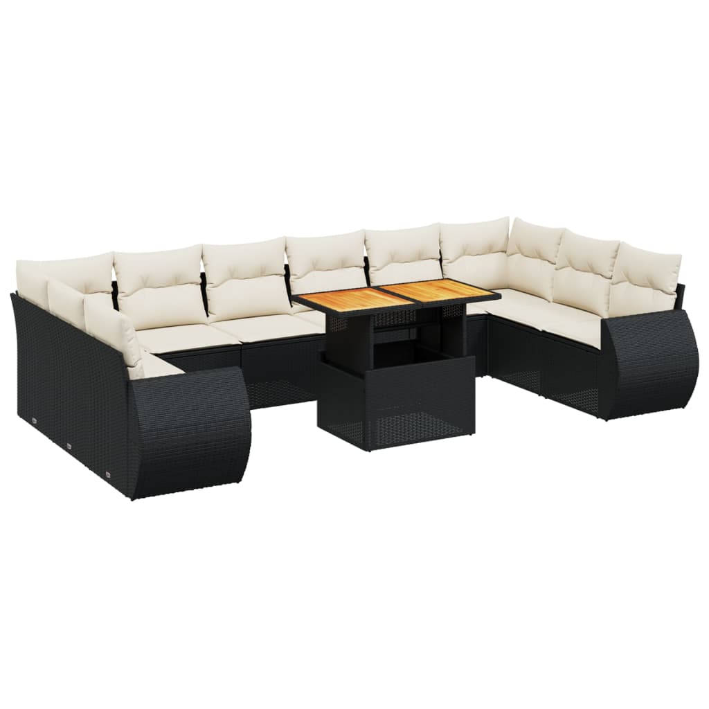 11-delige Loungeset met kussens poly rattan zwart is nu te koop bij PeponiXL, paradijselijk wonen!