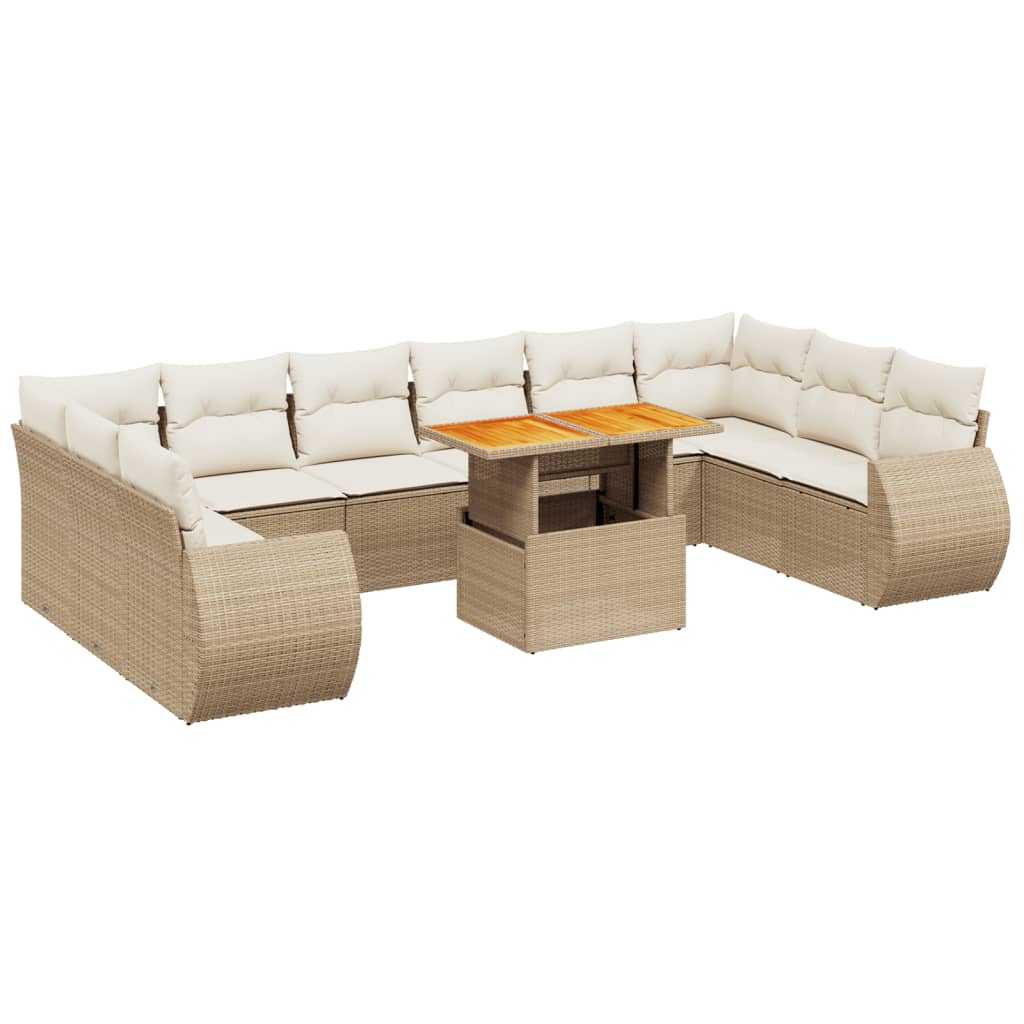 11-delige Tuinset met kussens poly rattan beige is nu te koop bij PeponiXL, paradijselijk wonen!