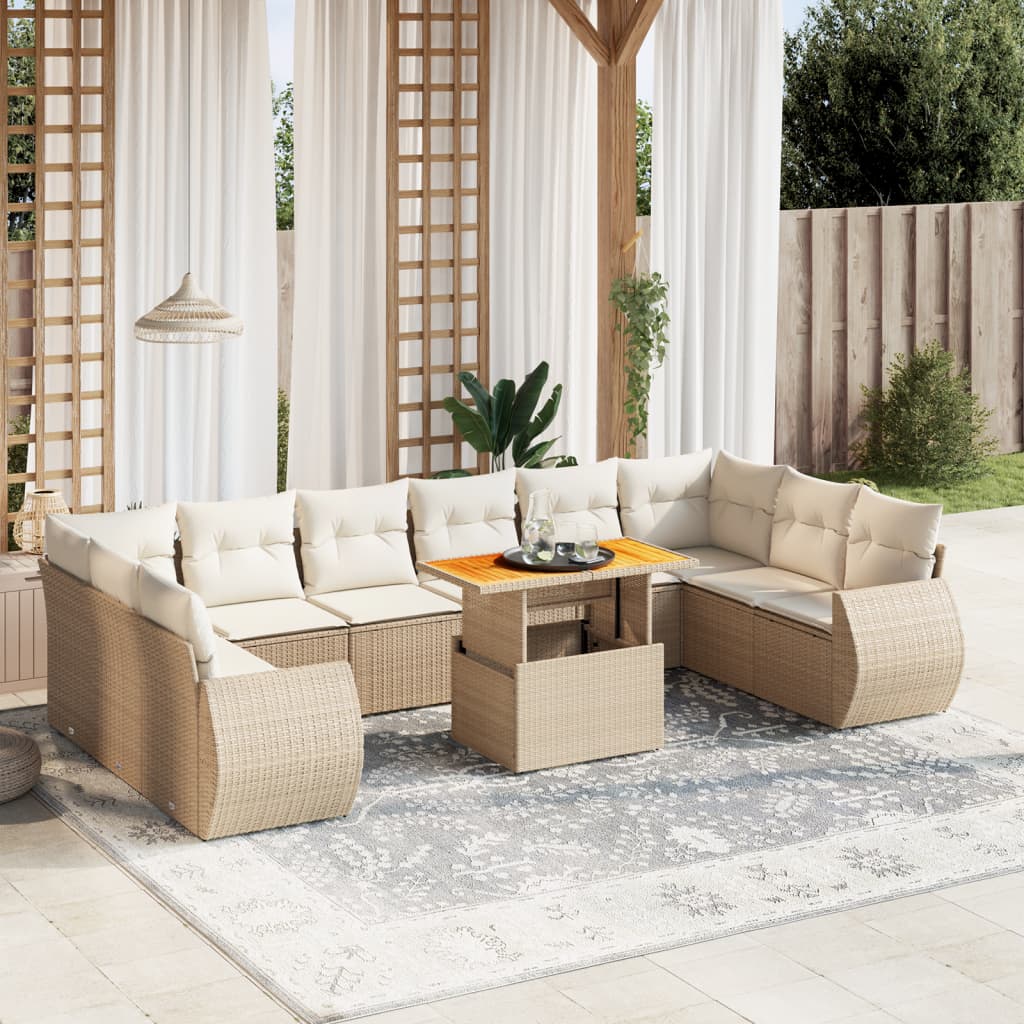 11-delige Tuinset met kussens poly rattan beige is nu te koop bij PeponiXL, paradijselijk wonen!