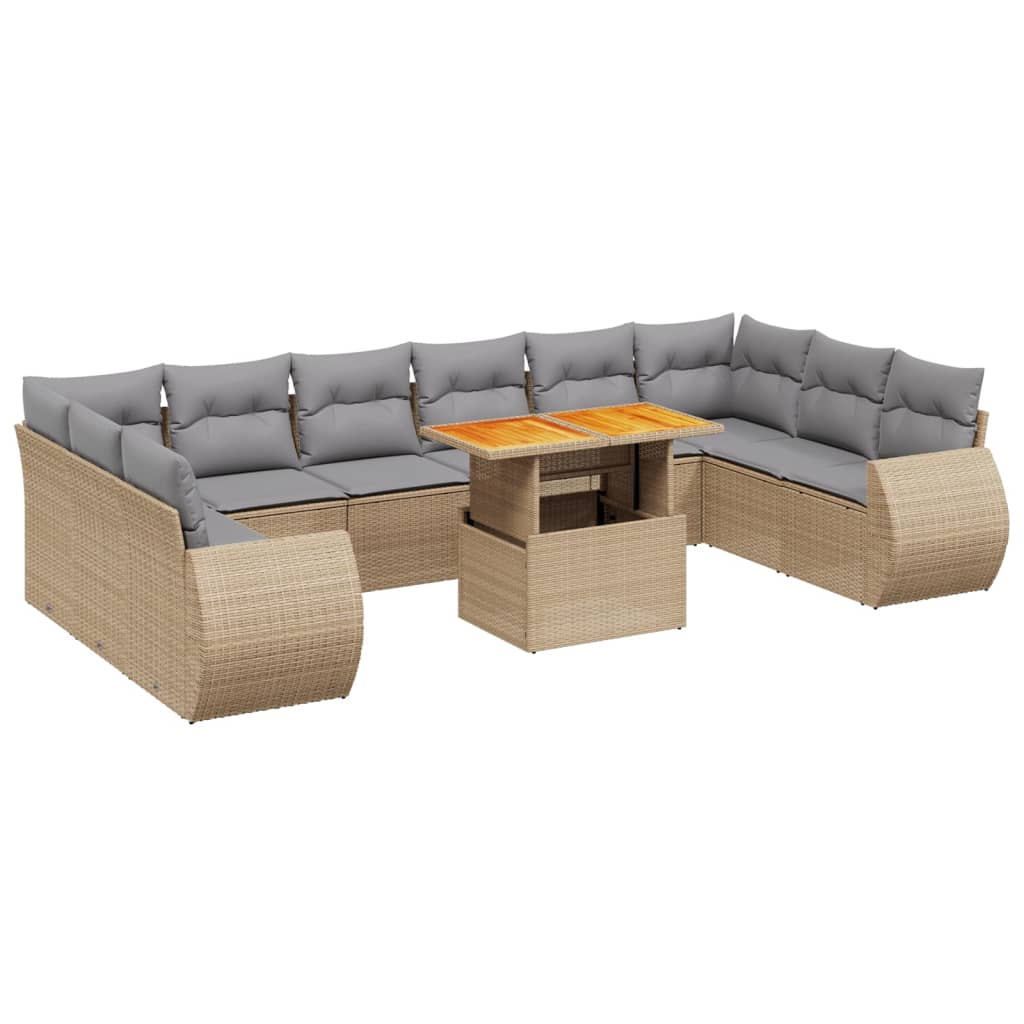 11-delige Tuinset met kussens poly rattan beige is nu te koop bij PeponiXL, paradijselijk wonen!