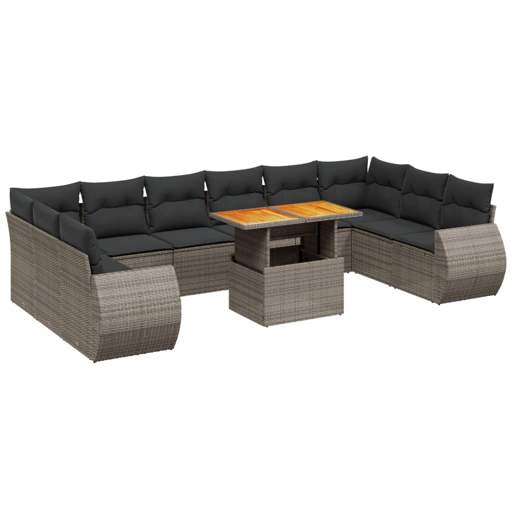 11-delige Loungeset met kussens poly rattan grijs is nu te koop bij PeponiXL, paradijselijk wonen!