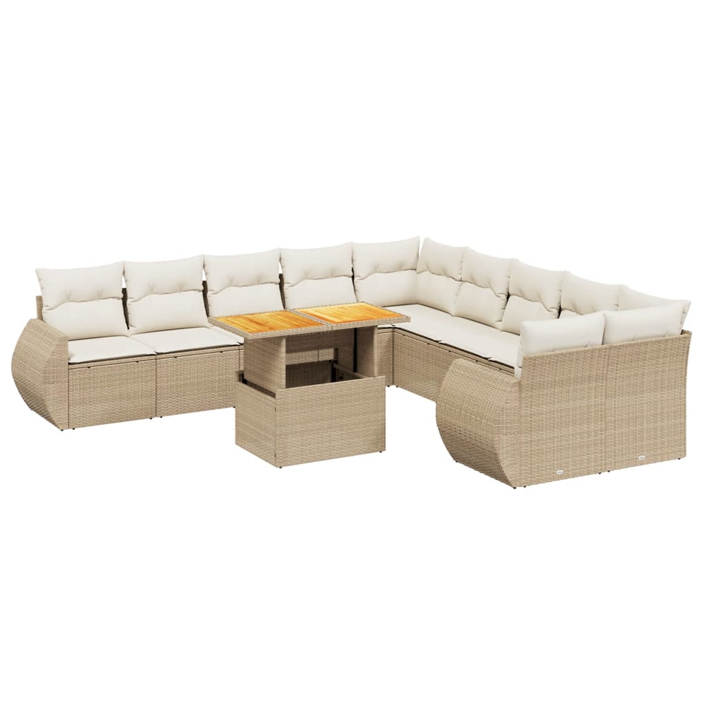 11-delige Tuinset met kussens poly rattan beige is nu te koop bij PeponiXL, paradijselijk wonen!