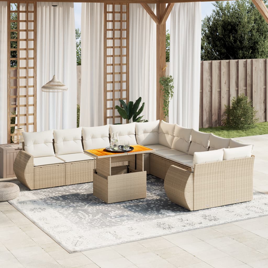 11-delige Tuinset met kussens poly rattan beige is nu te koop bij PeponiXL, paradijselijk wonen!