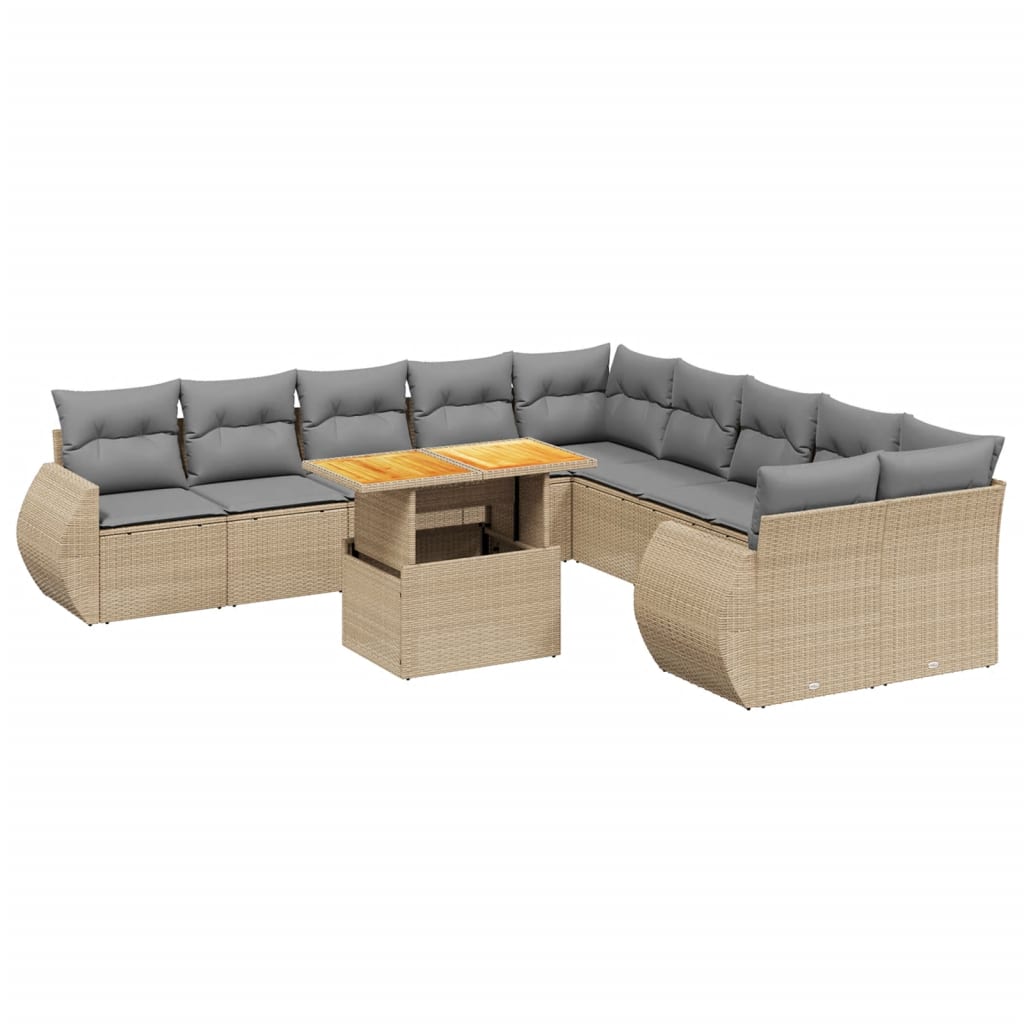 11-delige Tuinset met kussens poly rattan beige is nu te koop bij PeponiXL, paradijselijk wonen!