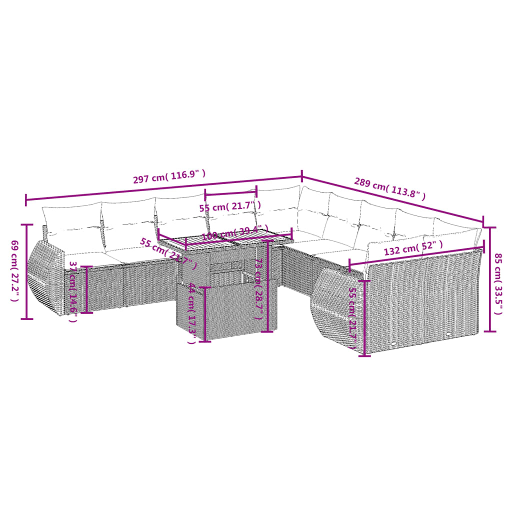 11-delige Tuinset met kussens poly rattan beige is nu te koop bij PeponiXL, paradijselijk wonen!