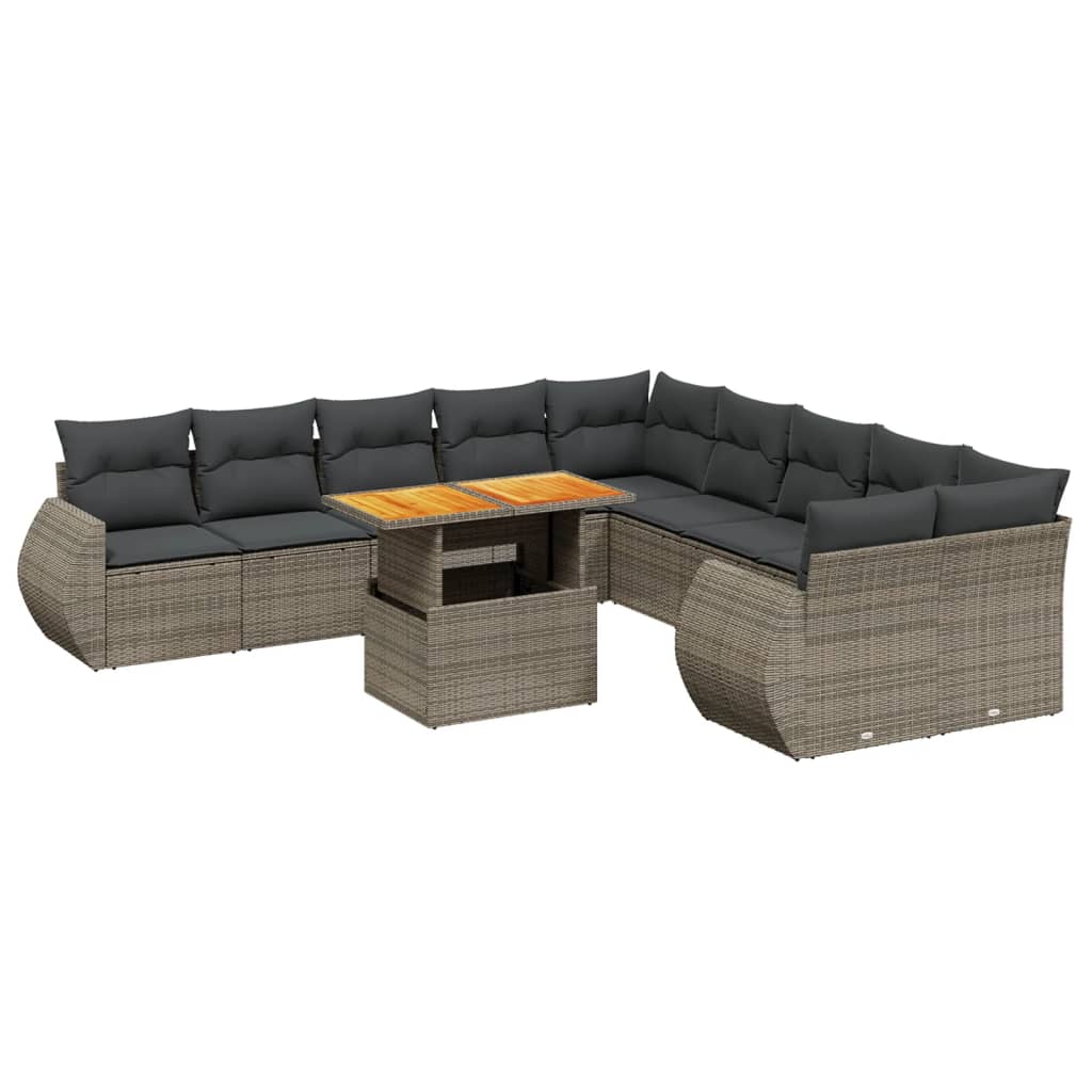 11-delige Loungeset met kussens poly rattan grijs is nu te koop bij PeponiXL, paradijselijk wonen!