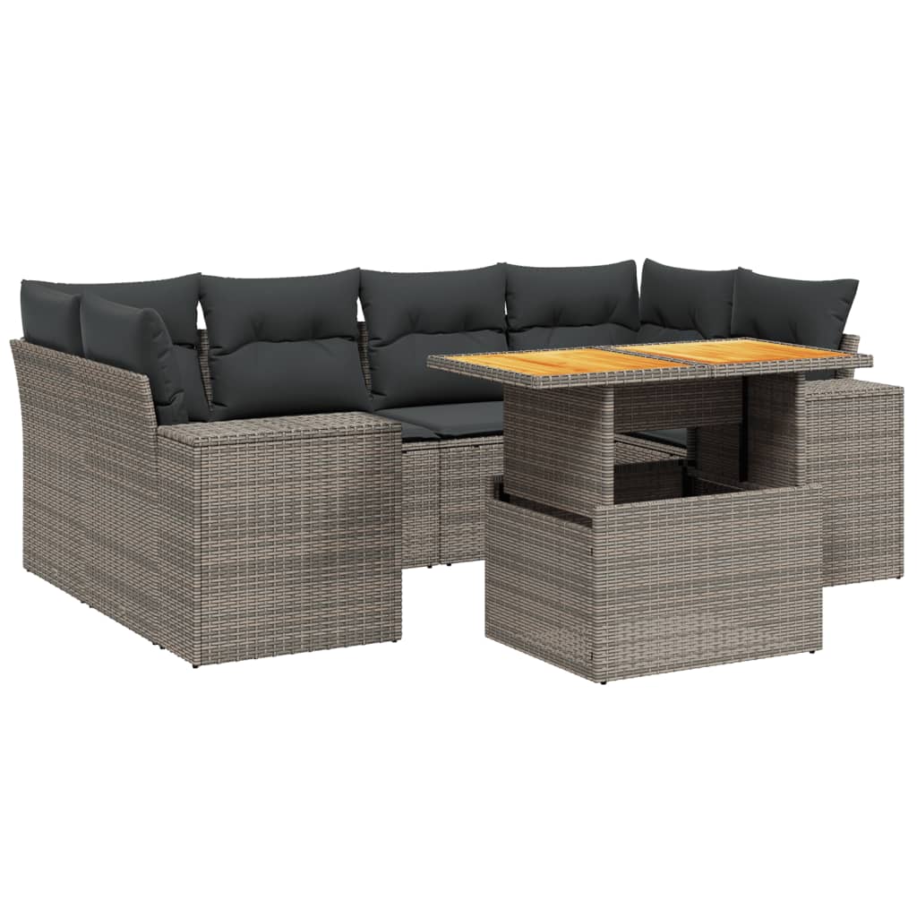 7-delige Loungeset met kussens poly rattan grijs is nu te koop bij PeponiXL, paradijselijk wonen!