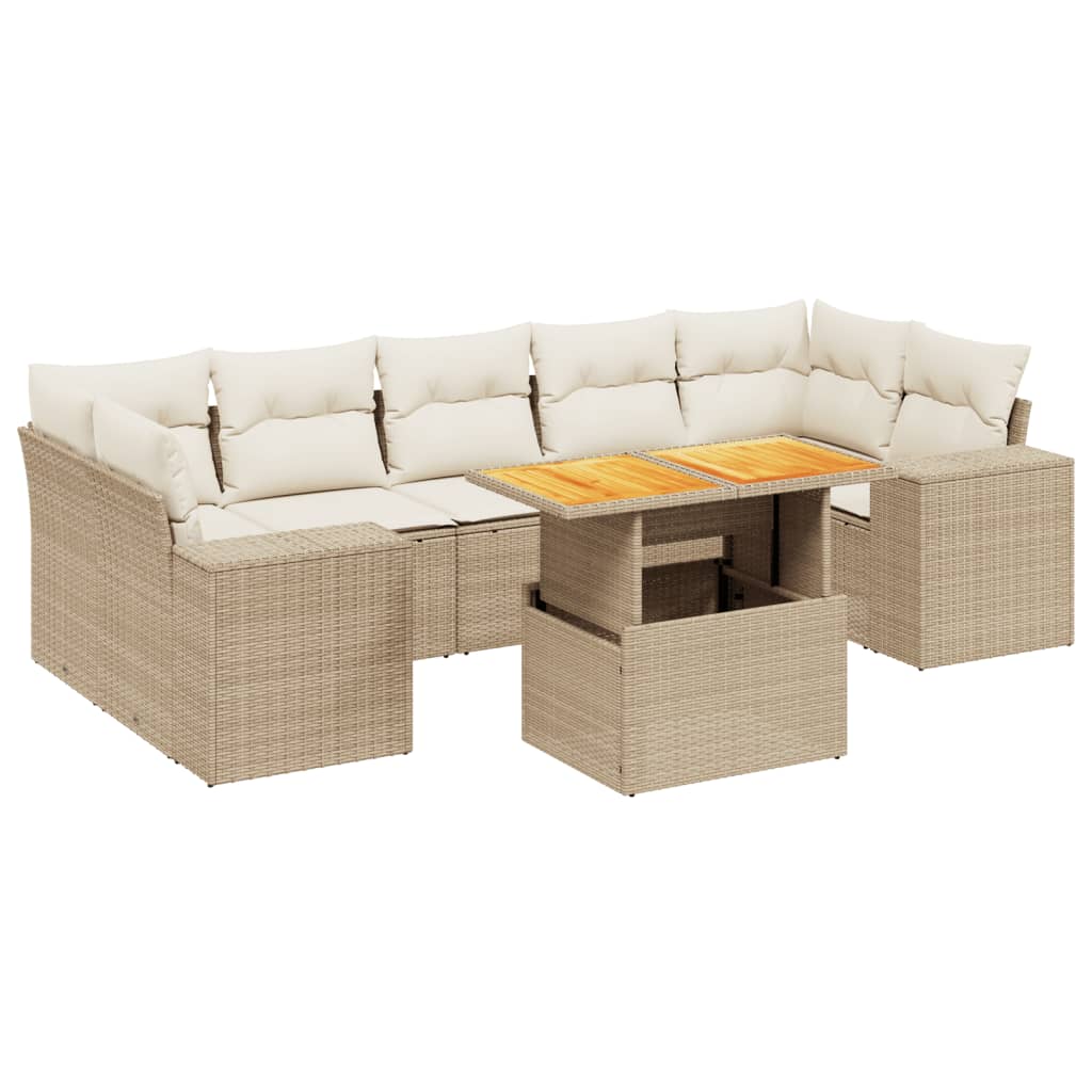 8-delige Loungeset met kussens poly rattan beige is nu te koop bij PeponiXL, paradijselijk wonen!