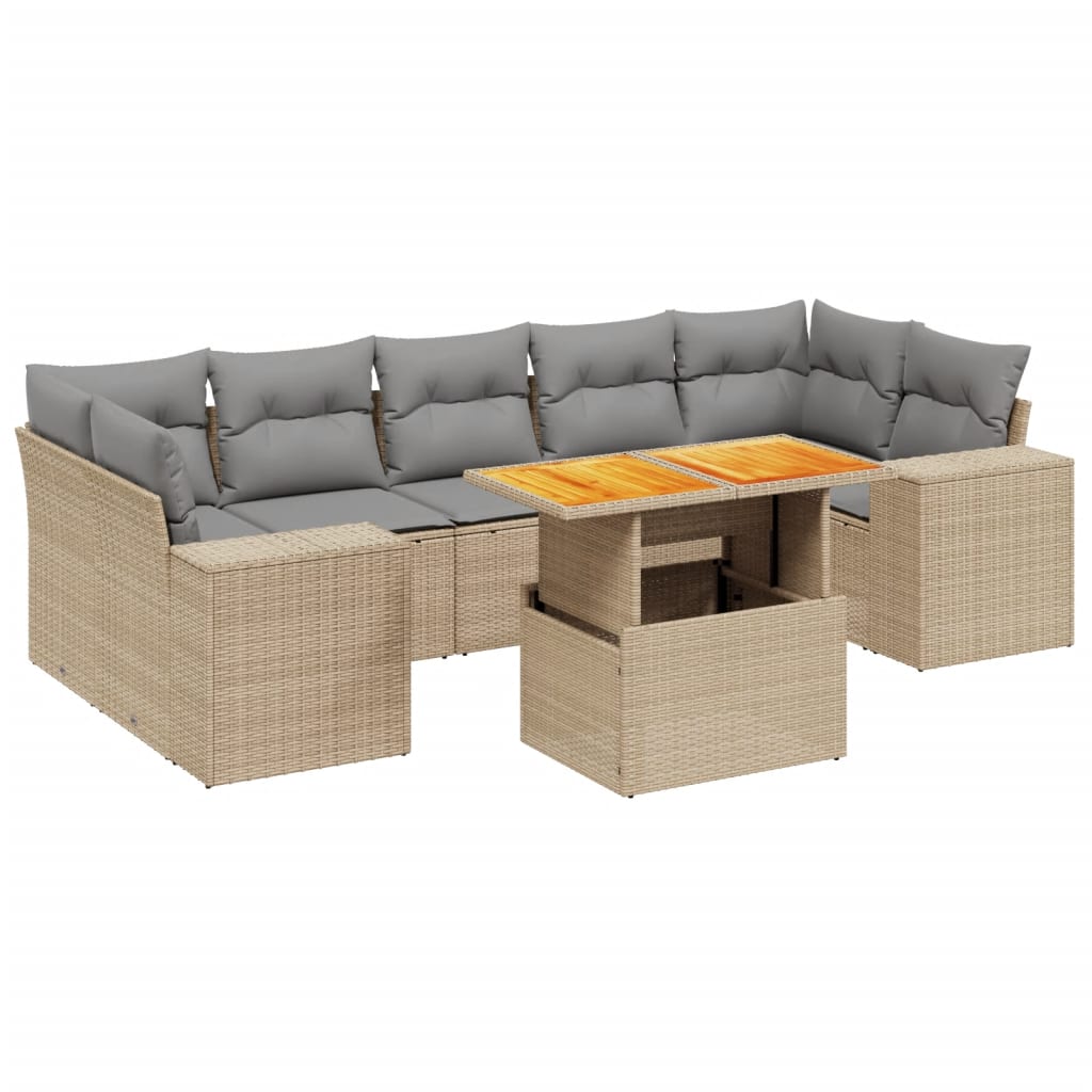 8-delige Loungeset met kussens poly rattan beige is nu te koop bij PeponiXL, paradijselijk wonen!