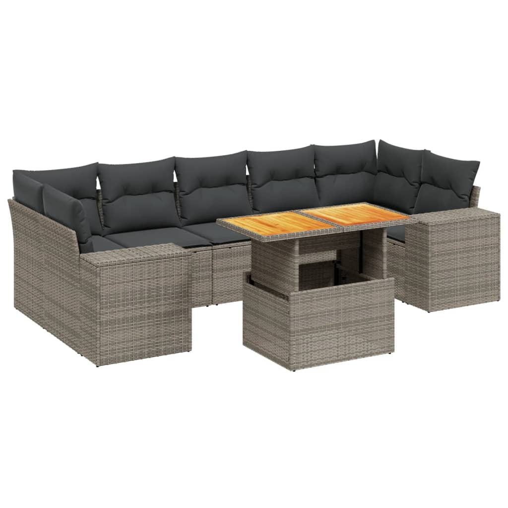 8-delige Loungeset met kussens poly rattan grijs is nu te koop bij PeponiXL, paradijselijk wonen!