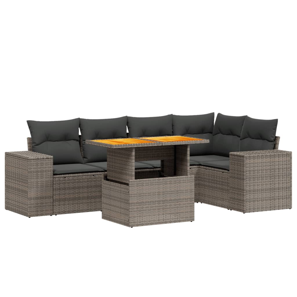 6-delige Loungeset met kussens poly rattan grijs is nu te koop bij PeponiXL, paradijselijk wonen!