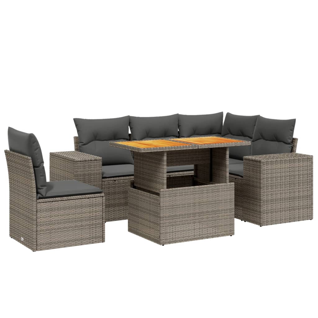 6-delige Loungeset met kussens poly rattan grijs is nu te koop bij PeponiXL, paradijselijk wonen!